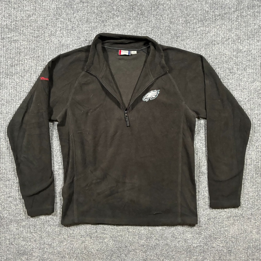 Philadelphia‎ Eagles Budweiser Black Fleece 1/4 Zip Pullover Mens Size XL NFL